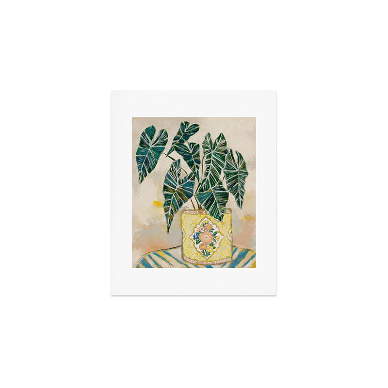 Modern Plant with Yellow Vase  Art Print Gallery Image 1