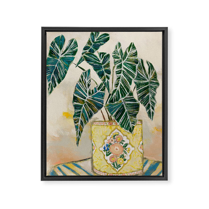 Modern Plant with Yellow Vase  Framed Canvas Print Gallery Image 1