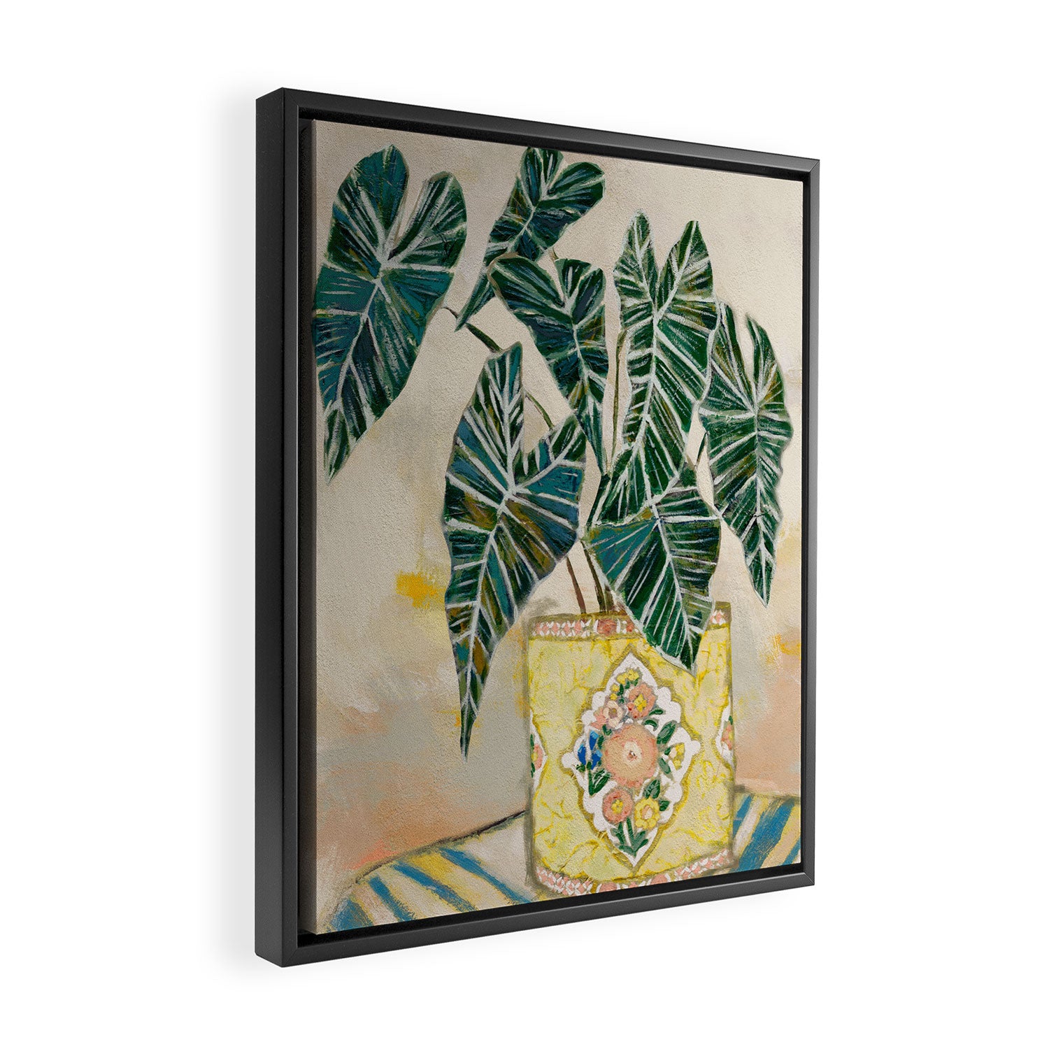 Modern Plant with Yellow Vase  Framed Canvas Print Gallery Image 2