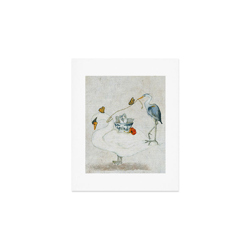 Swan and Heron  Art Print Gallery Image 1