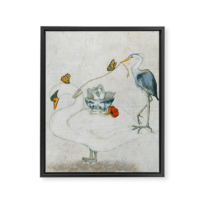Swan and Heron  Framed Canvas Print Gallery Image 1