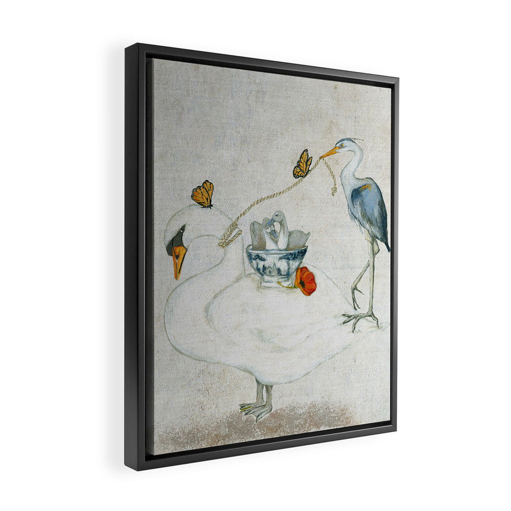 Swan and Heron  Framed Canvas Print Gallery Image 2