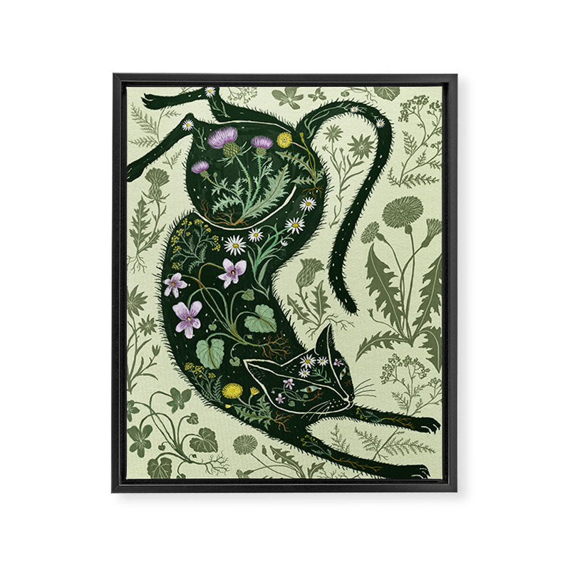 A Cat in the Wildflowers Framed Canvas Print Gallery Image 6