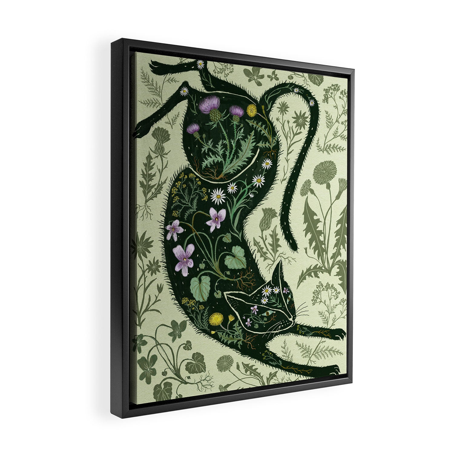 A Cat in the Wildflowers Framed Canvas Print Gallery Image 2