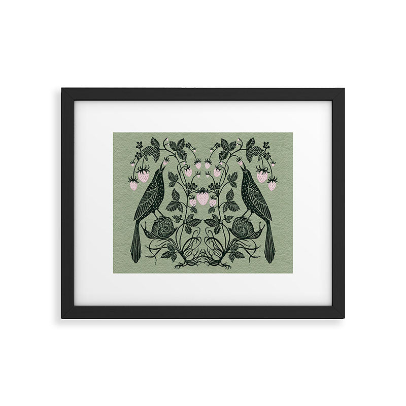 Birds and Snails with Strawberries Framed Art Print Gallery Image 5
