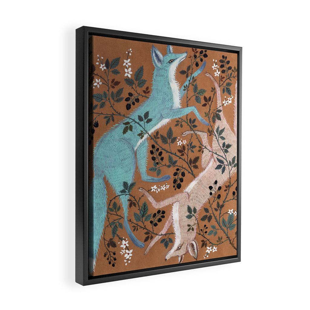 Blackberry Foxes Framed Canvas Print Gallery Image 2
