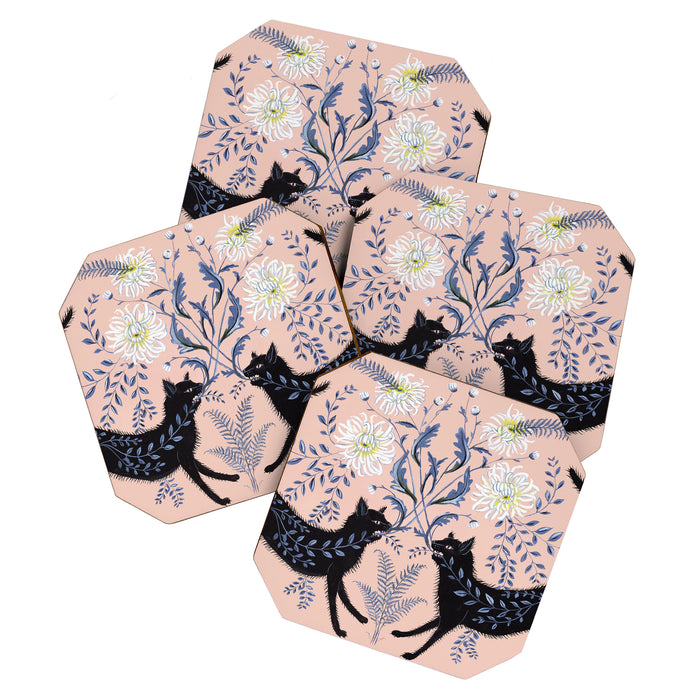 Chrysanthemum Cats Coaster Gallery Image 1