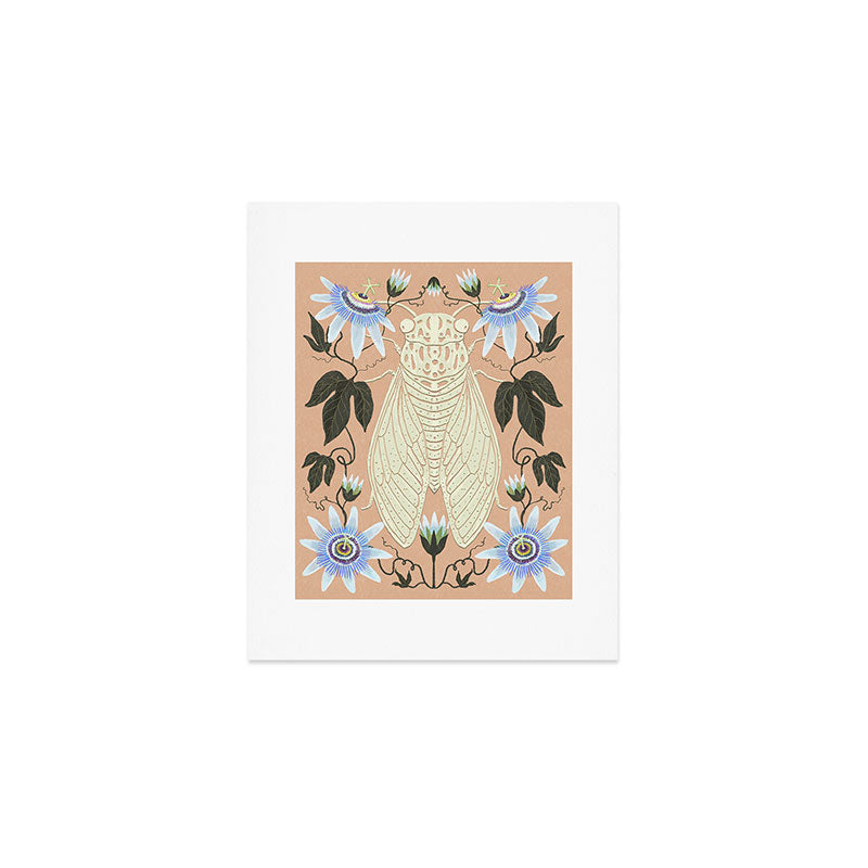 Cicada and Passionflower Art Print Gallery Image 1