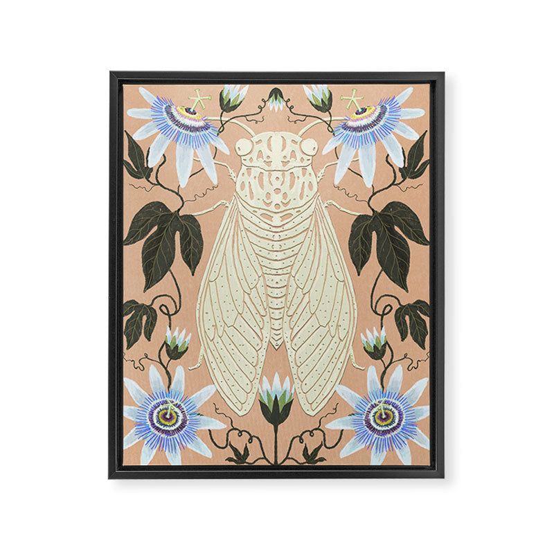 Cicada and Passionflower Framed Canvas Print Gallery Image 6