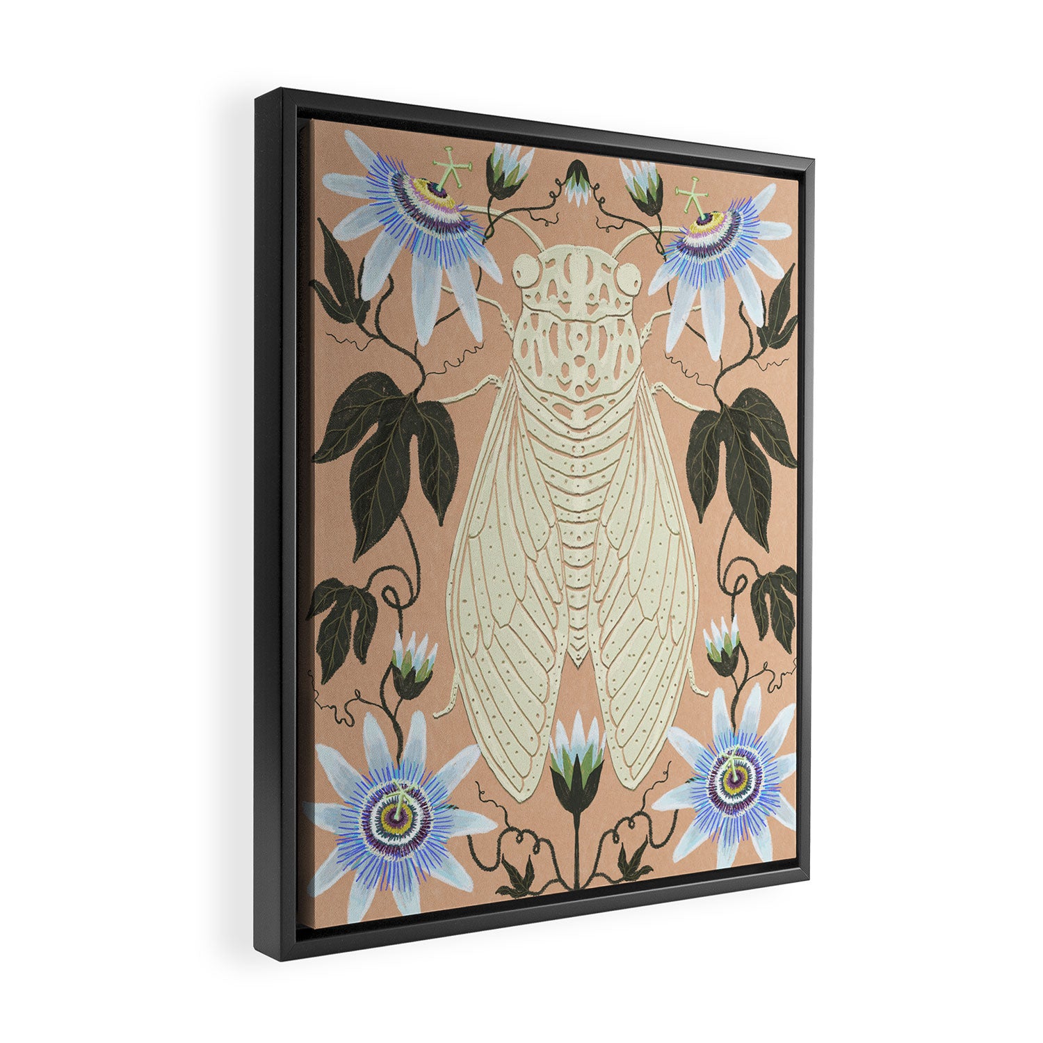 Cicada and Passionflower Framed Canvas Print Gallery Image 2