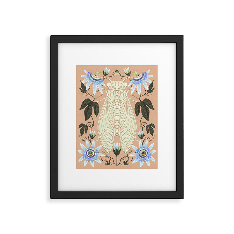 Cicada and Passionflower Framed Art Print Gallery Image 5