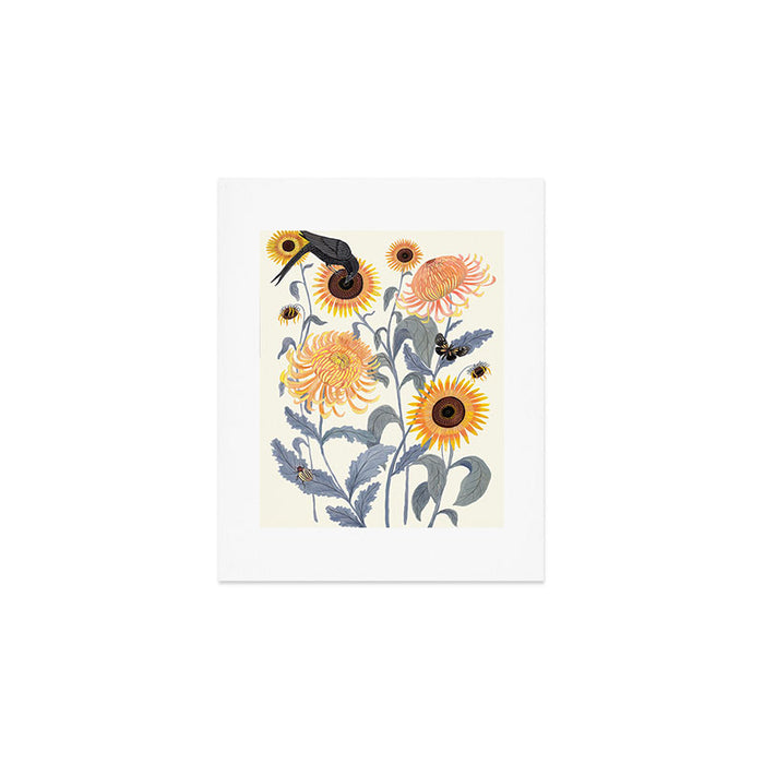 Crysanthmums and Sunflowers Art Print Gallery Image 1