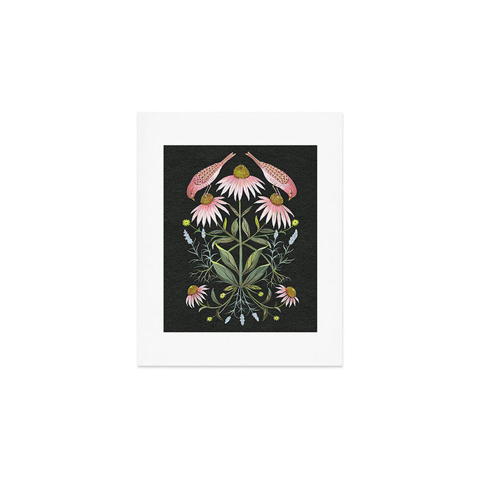 Echinacea and Finches Art Print Gallery Image 1