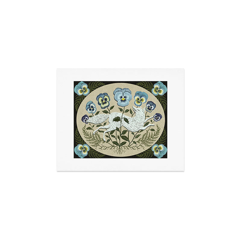 Fox in the Pansies Art Print Gallery Image 1