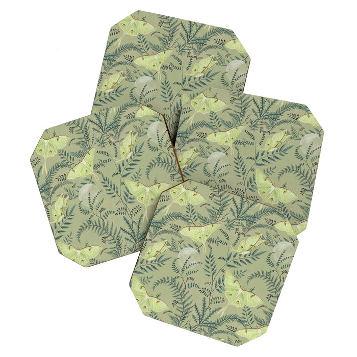 Luna Moths on Pale Green Coaster Gallery Image 1