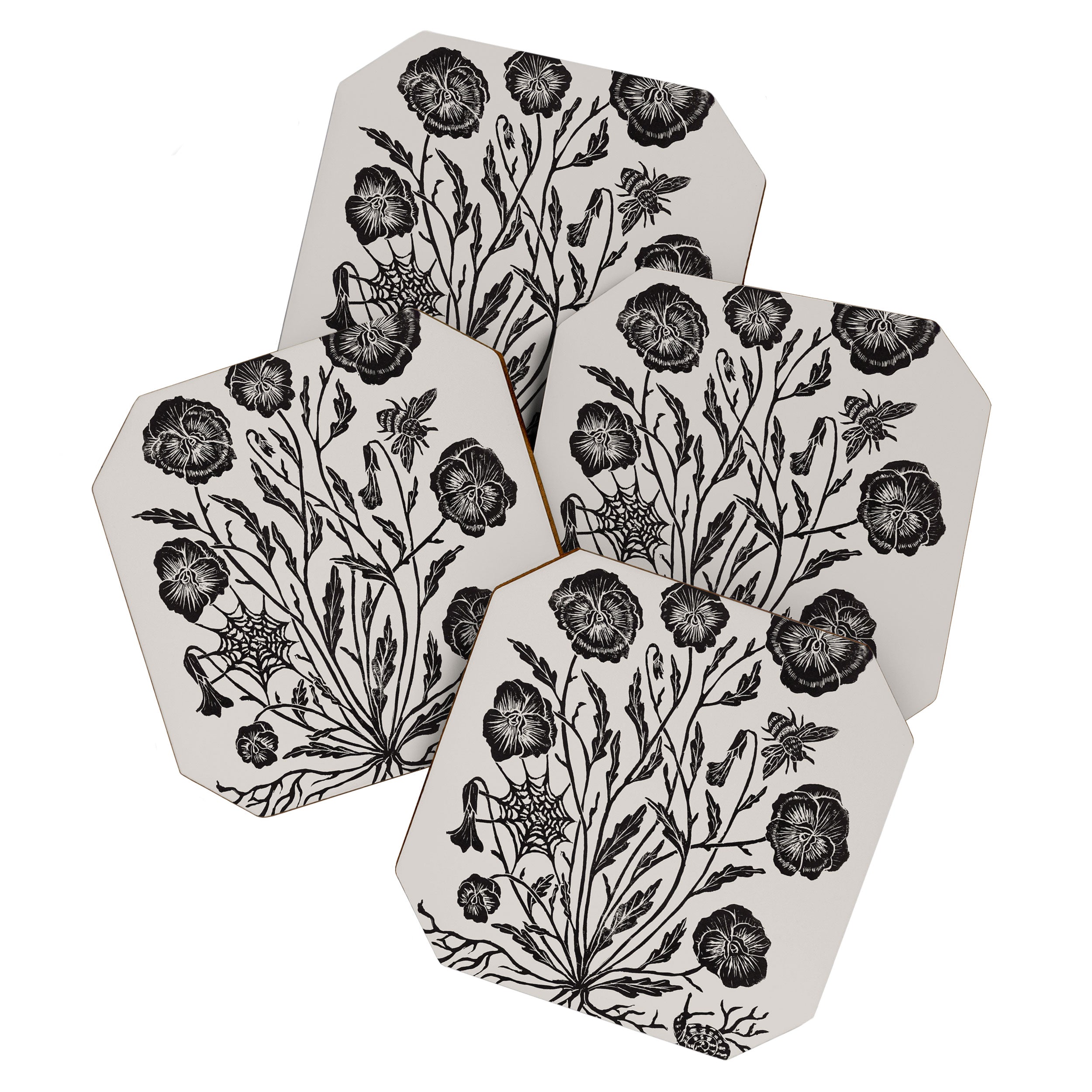 Pansies with Bumblebees Coaster Gallery Image 1