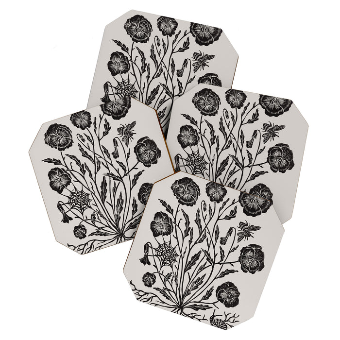 Pansies with Bumblebees Coaster Gallery Image 1