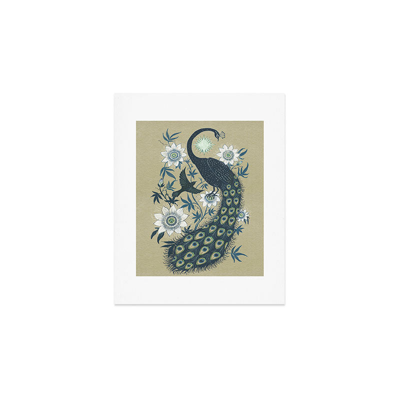Peacock and Passionflower Art Print Gallery Image 1