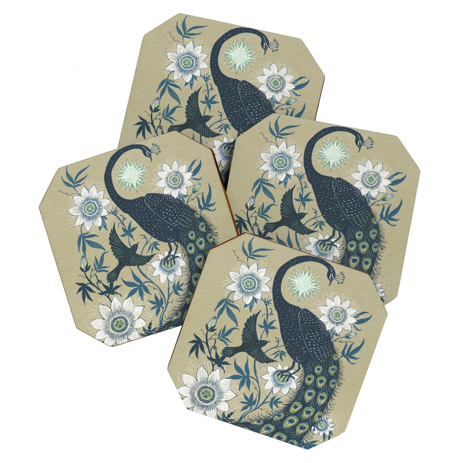 Peacock and Passionflower Coaster Gallery Image 1