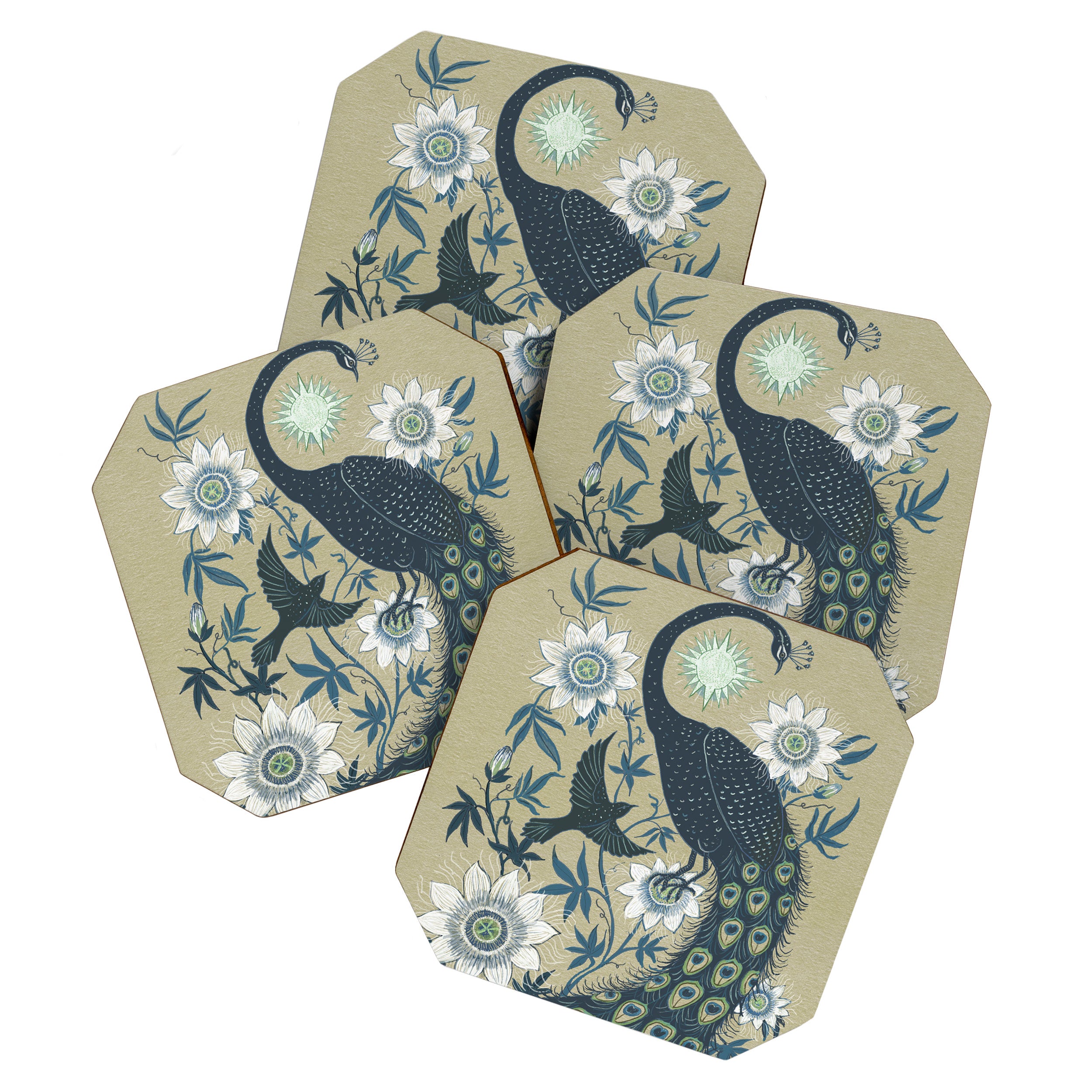 Peacock and Passionflower Coaster Gallery Image 1