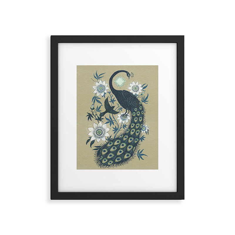 Peacock and Passionflower Framed Art Print Gallery Image 5