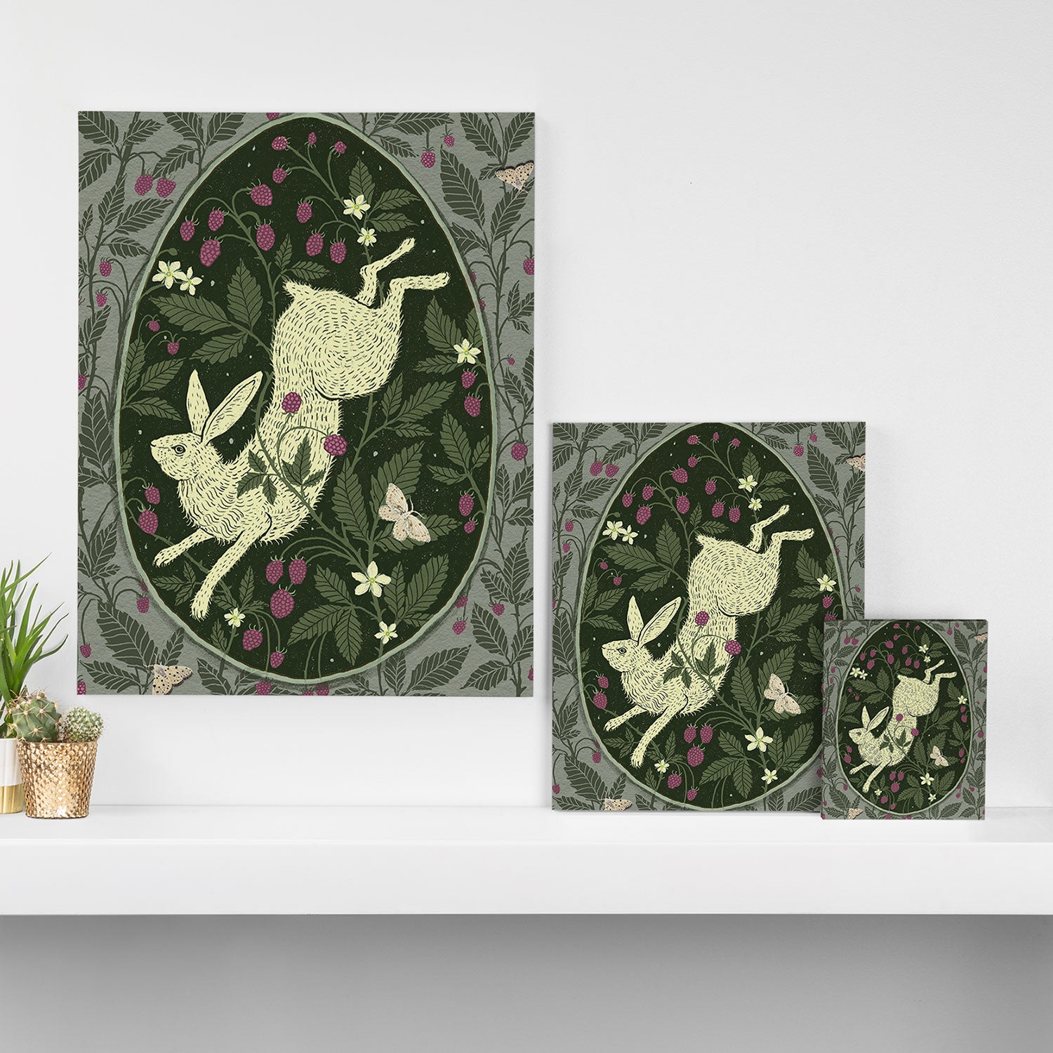 Rabbit in the Raspberries Canvas Print Gallery Image 3