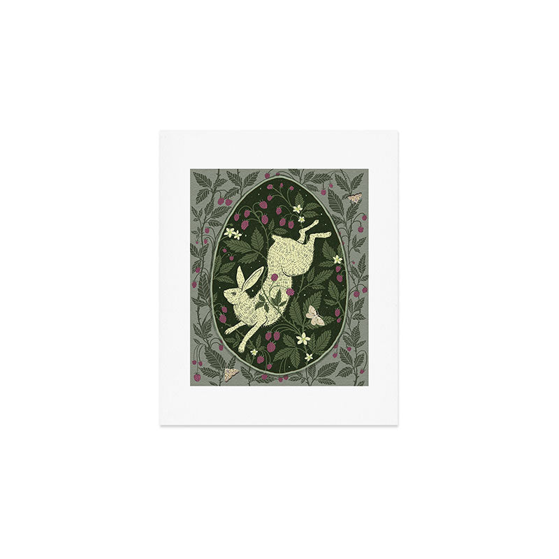 Rabbit in the Raspberries Art Print Gallery Image 1