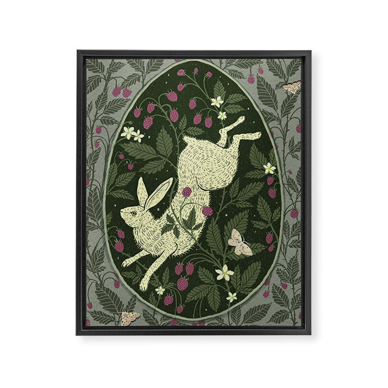 Rabbit in the Raspberries Framed Canvas Print Gallery Image 1