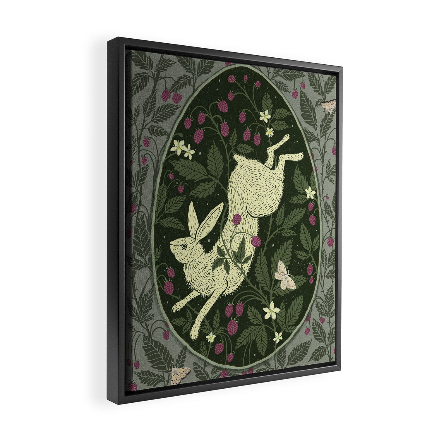 Rabbit in the Raspberries Framed Canvas Print Gallery Image 2