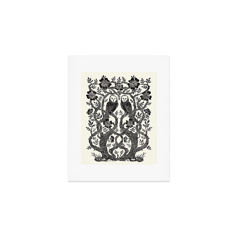 Rose Owls Art Print Gallery Image 1