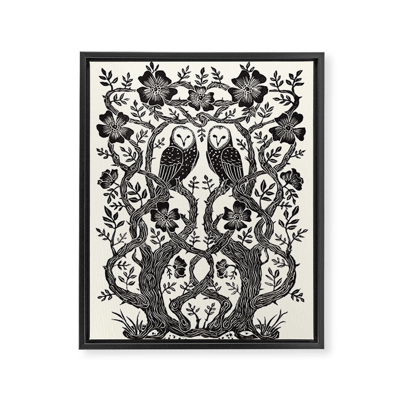 Rose Owls Framed Canvas Print Gallery Image 6