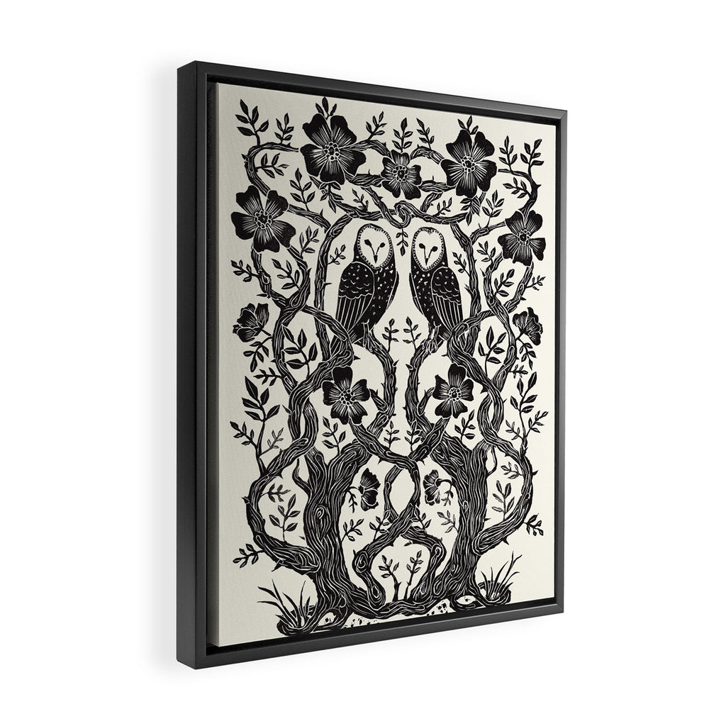 Rose Owls Framed Canvas Print Gallery Image 2