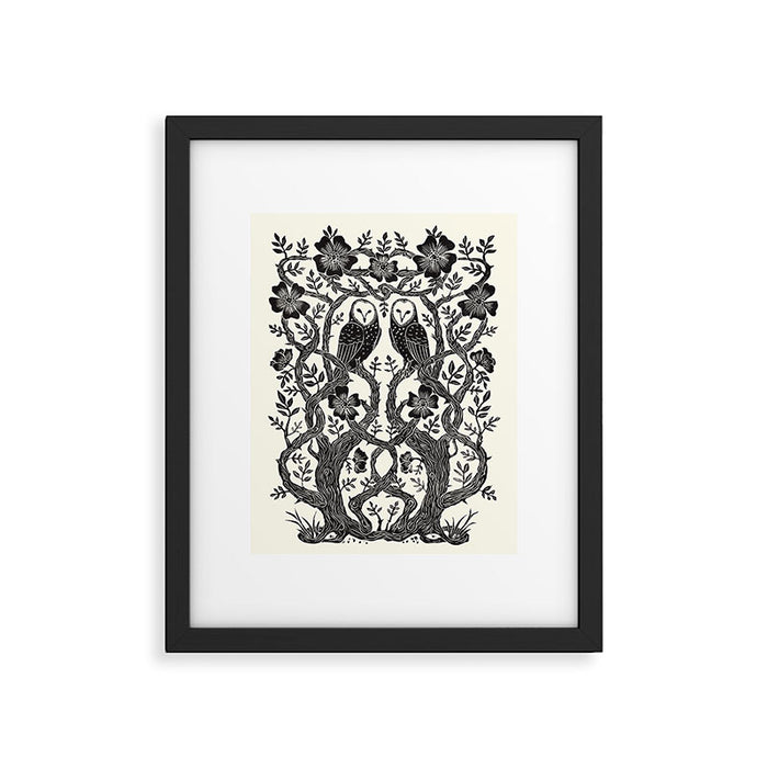 Rose Owls Framed Art Print Gallery Image 1