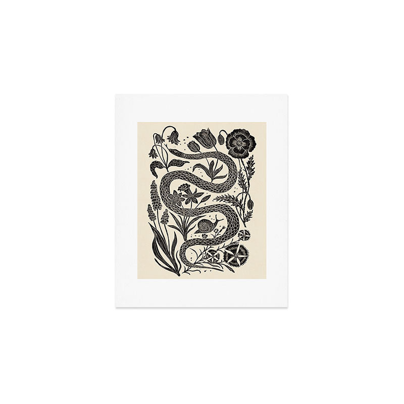 The Snake and the Snail - Cream Art Print Gallery Image 1