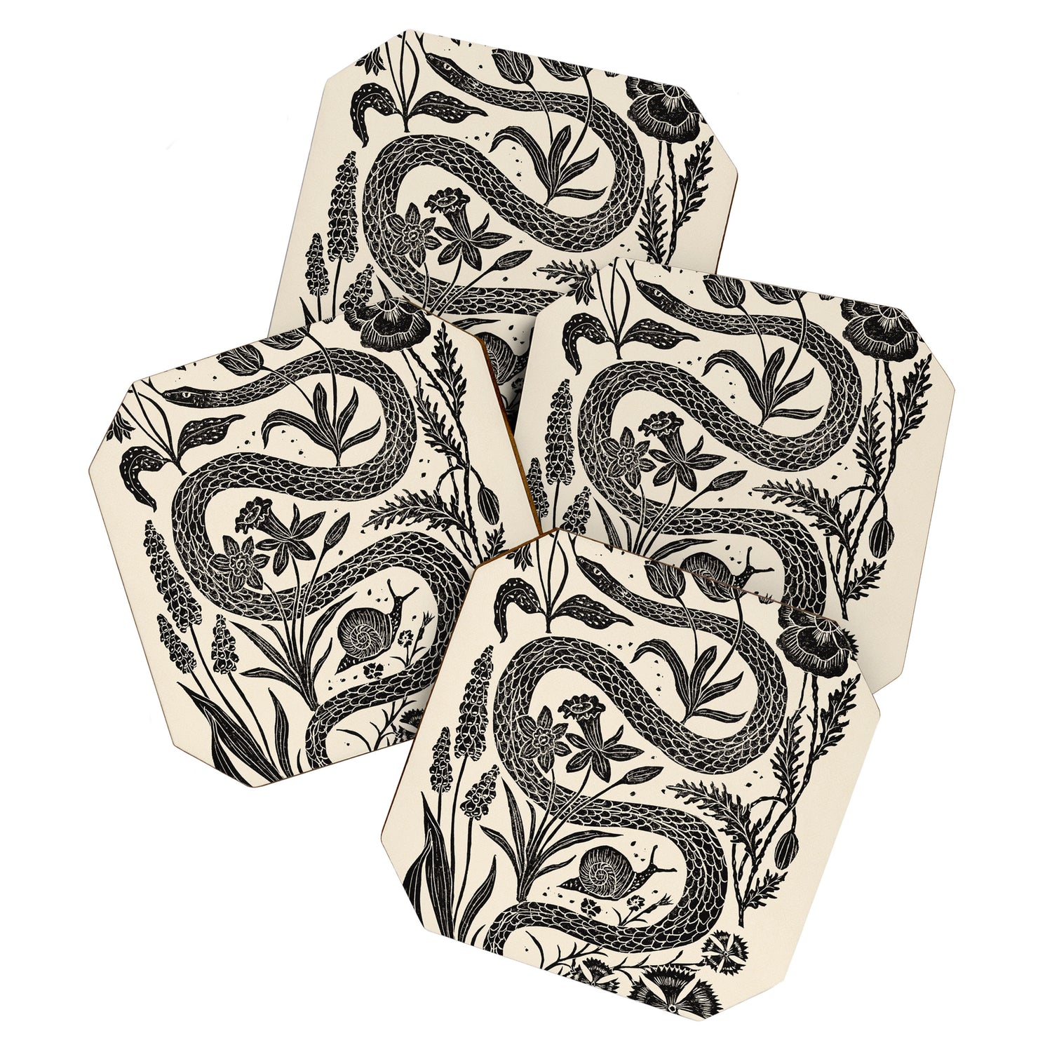 The Snake and the Snail - Cream Coaster Gallery Image 1