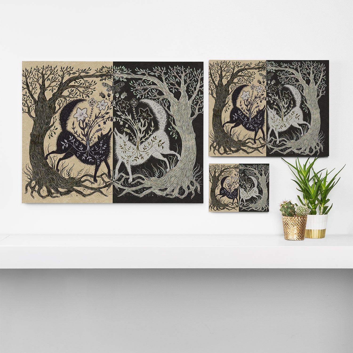 Two Wolves Meeting Canvas Print Gallery Image 3