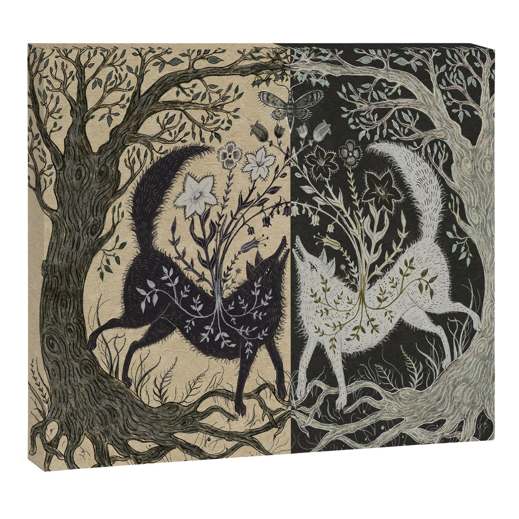 Two Wolves Meeting Canvas Print Gallery Image 3