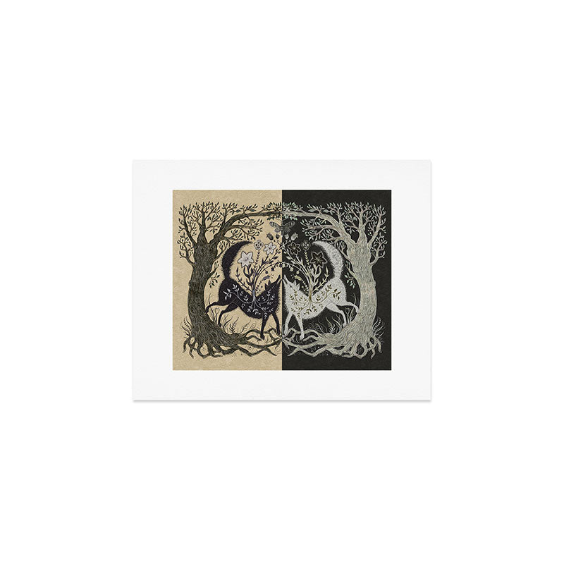 Two Wolves Meeting Art Print Gallery Image 1