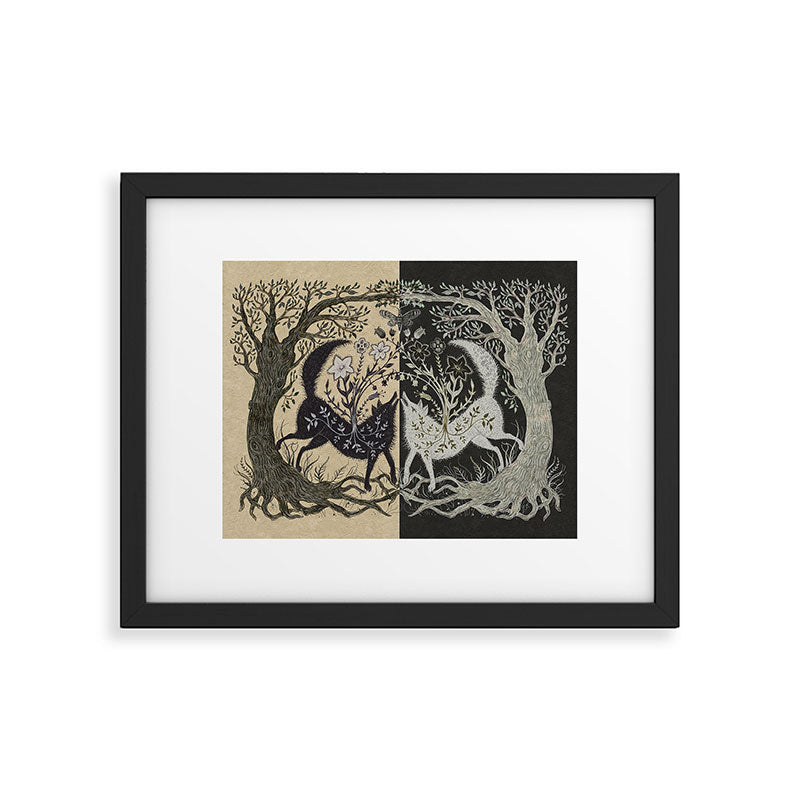 Two Wolves Meeting Framed Art Print Gallery Image 5