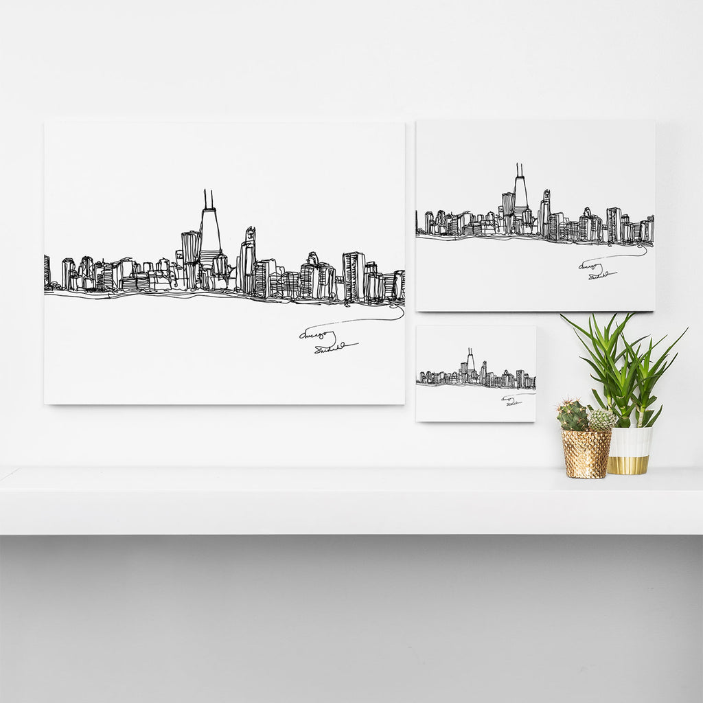 Chicago Skyline (A Continuous Line Drawing) Canvas Print Gallery Image 3