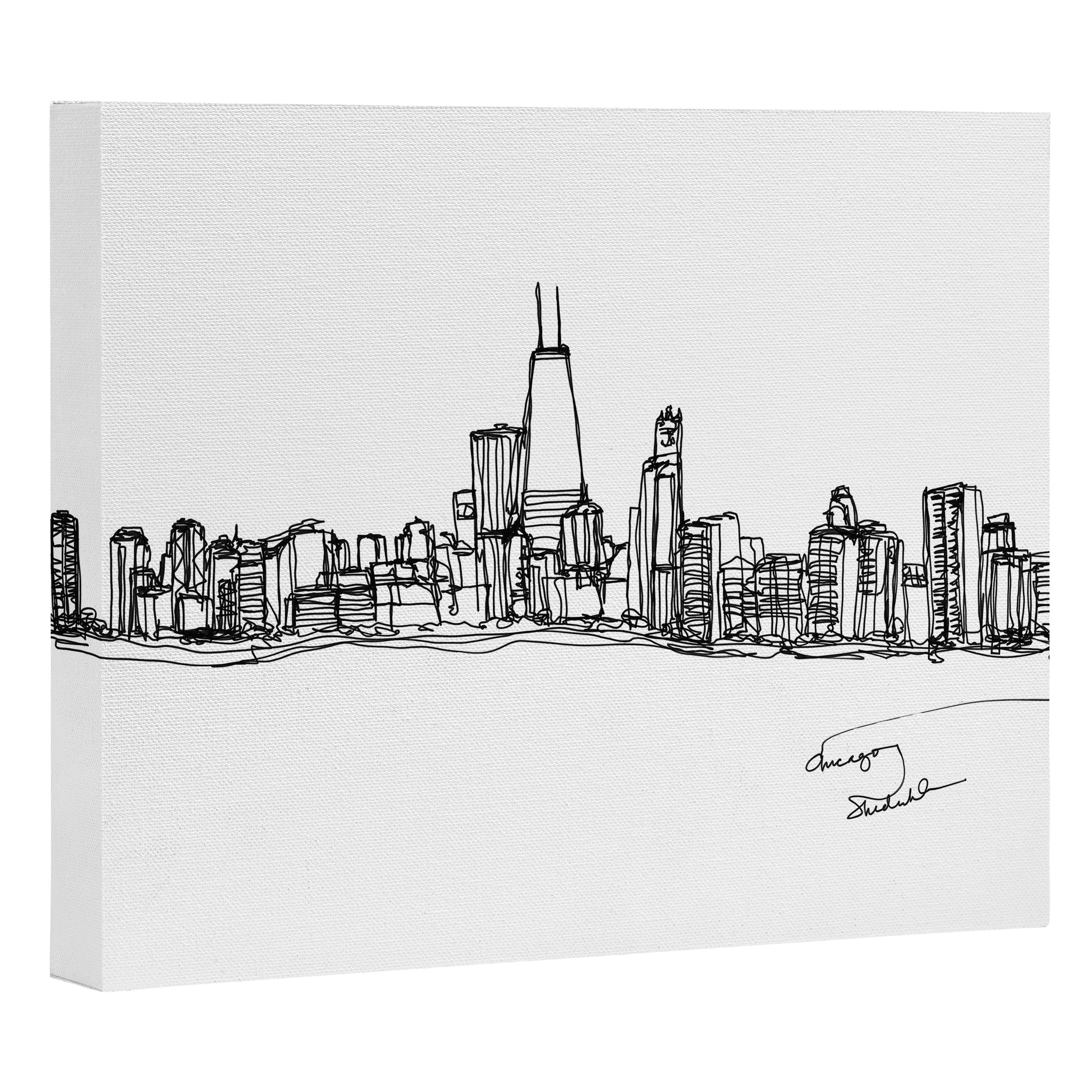 Chicago Skyline (A Continuous Line Drawing) Canvas Print Gallery Image 3