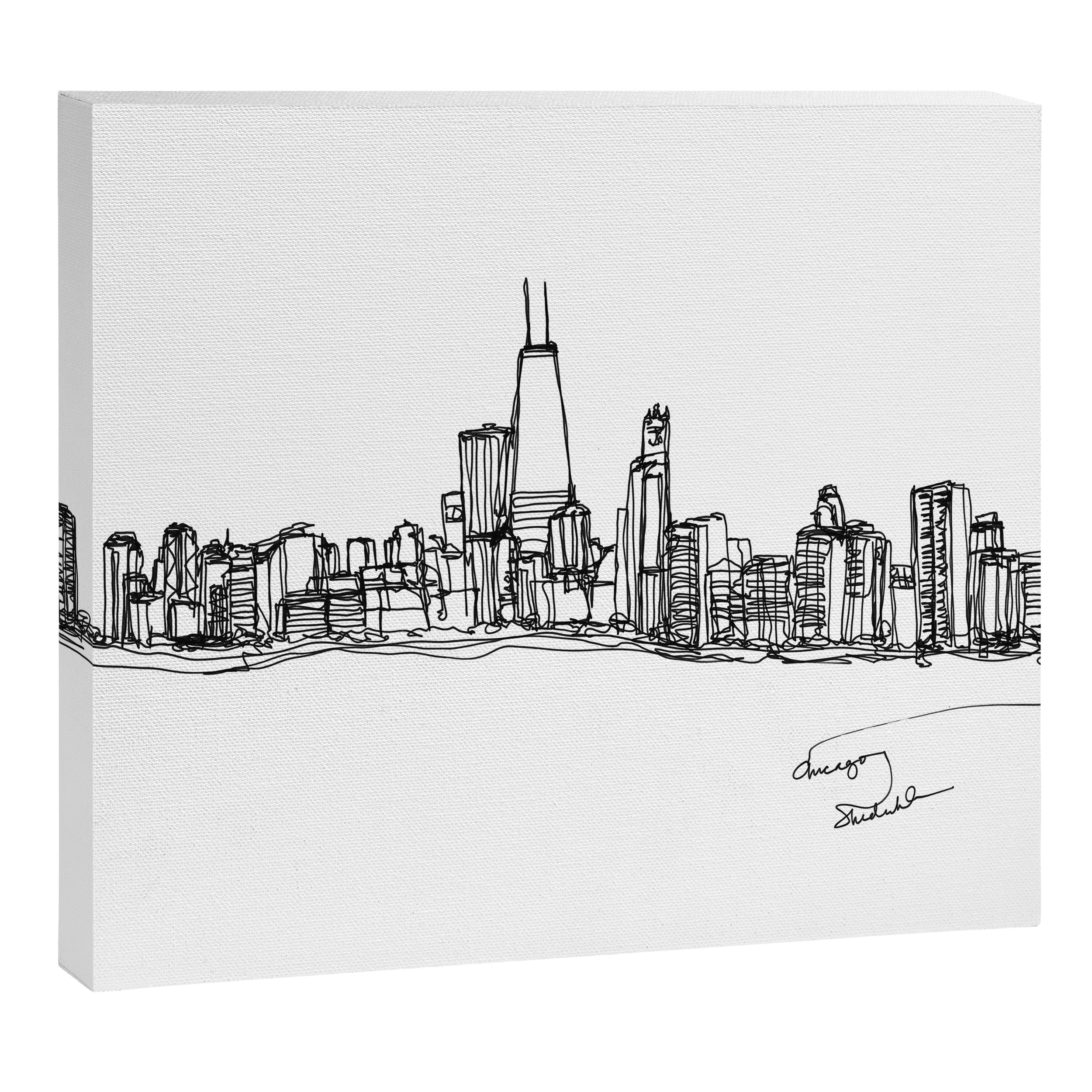 Chicago Skyline (A Continuous Line Drawing) Canvas Print Gallery Image 6