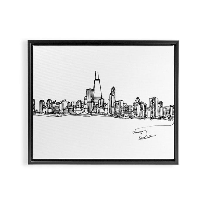 Chicago Skyline (A Continuous Line Drawing) Framed Canvas Print Gallery Image 1