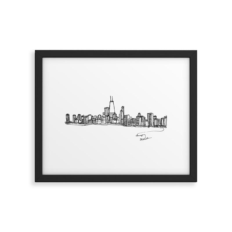 Chicago Skyline (A Continuous Line Drawing) Framed Art Print Gallery Image 4