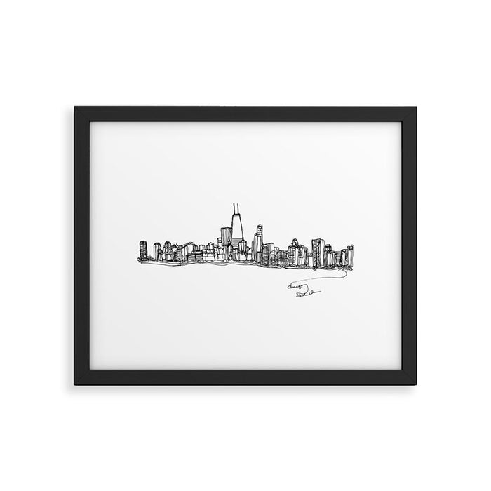 Chicago Skyline (A Continuous Line Drawing) Framed Art Print Gallery Image 1
