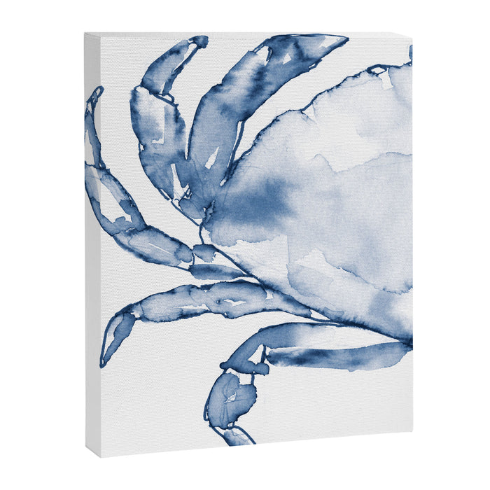 Coastal Crab in Watercolor, Navy Blue (Left Half in Set) Canvas Print Gallery Image 1