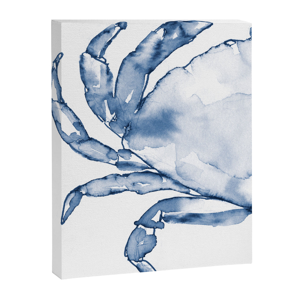 Coastal Crab in Watercolor, Navy Blue (Left Half in Set) Canvas Print Gallery Image 8