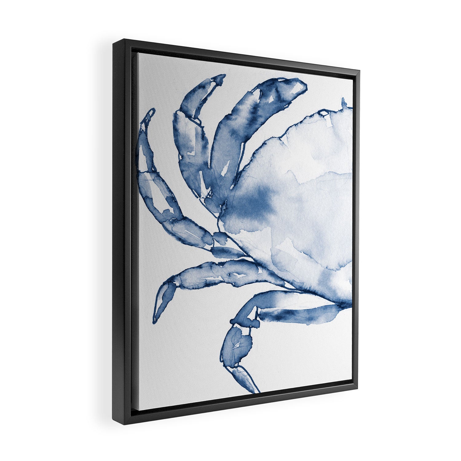 Coastal Crab in Watercolor, Navy Blue (Left Half in Set) Framed Canvas Print Gallery Image 2