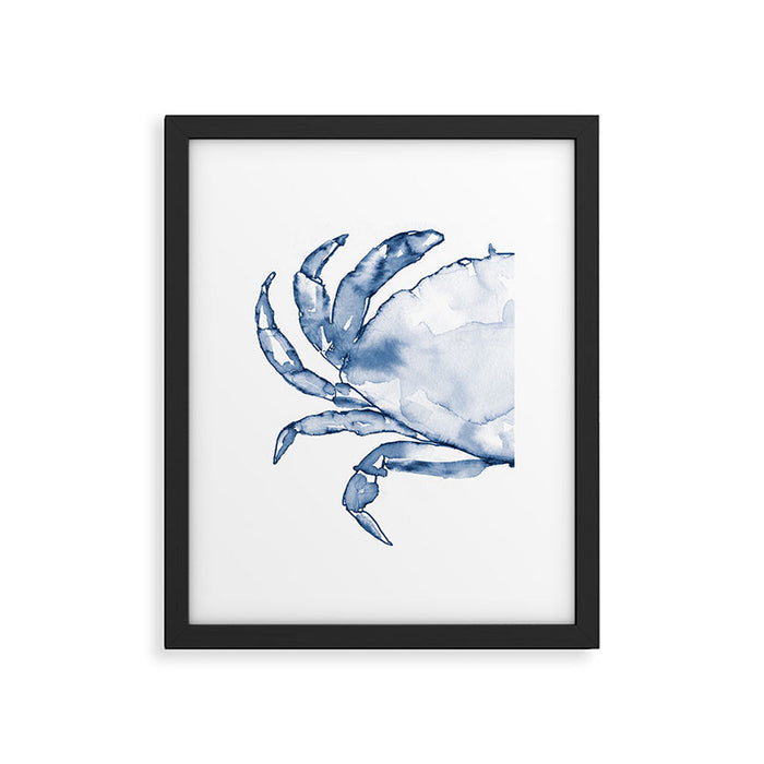 Coastal Crab in Watercolor, Navy Blue (Left Half in Set) Framed Art Print Gallery Image 1