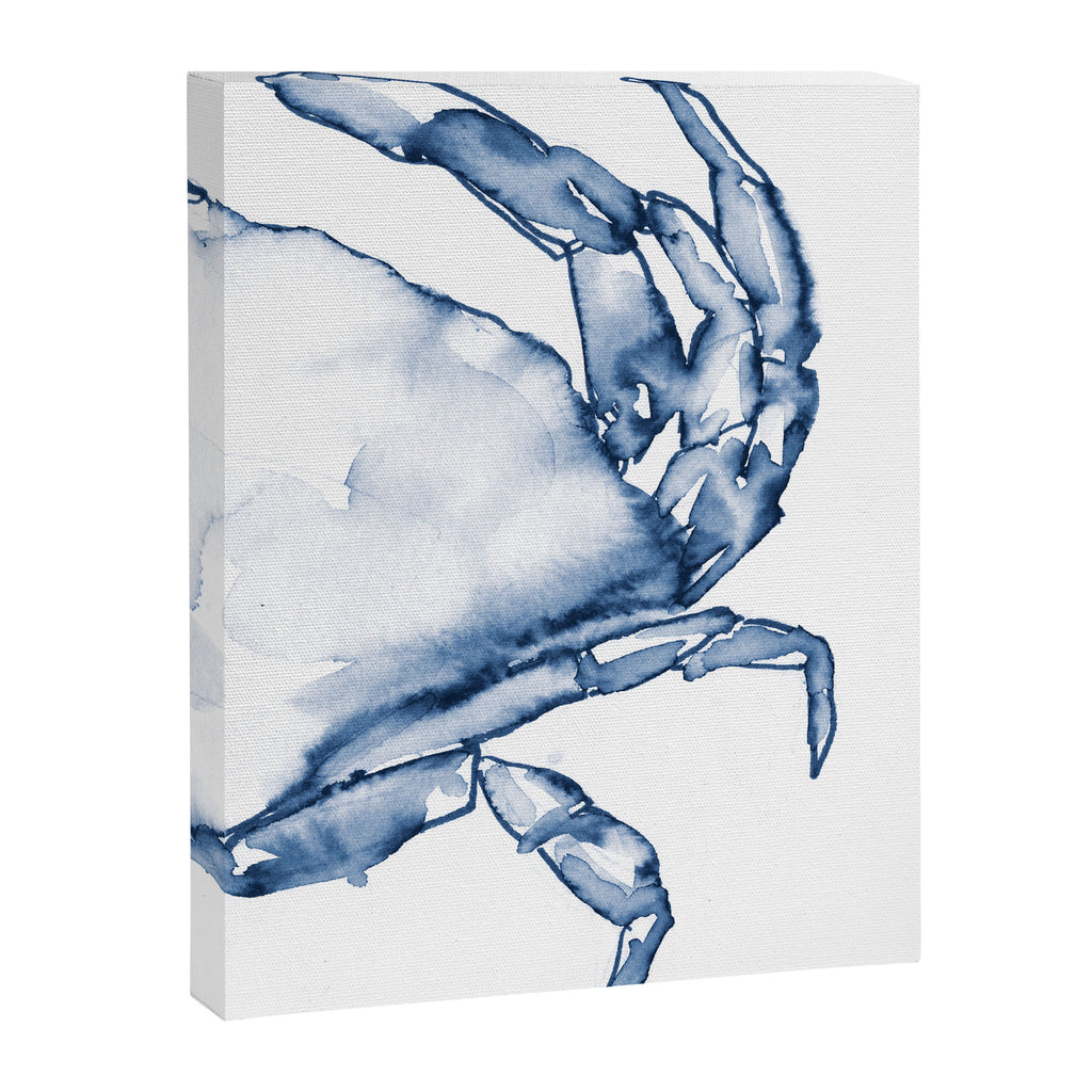 Coastal Crab in Watercolor, Navy Blue (Right Half in Set) Canvas Print Gallery Image 1